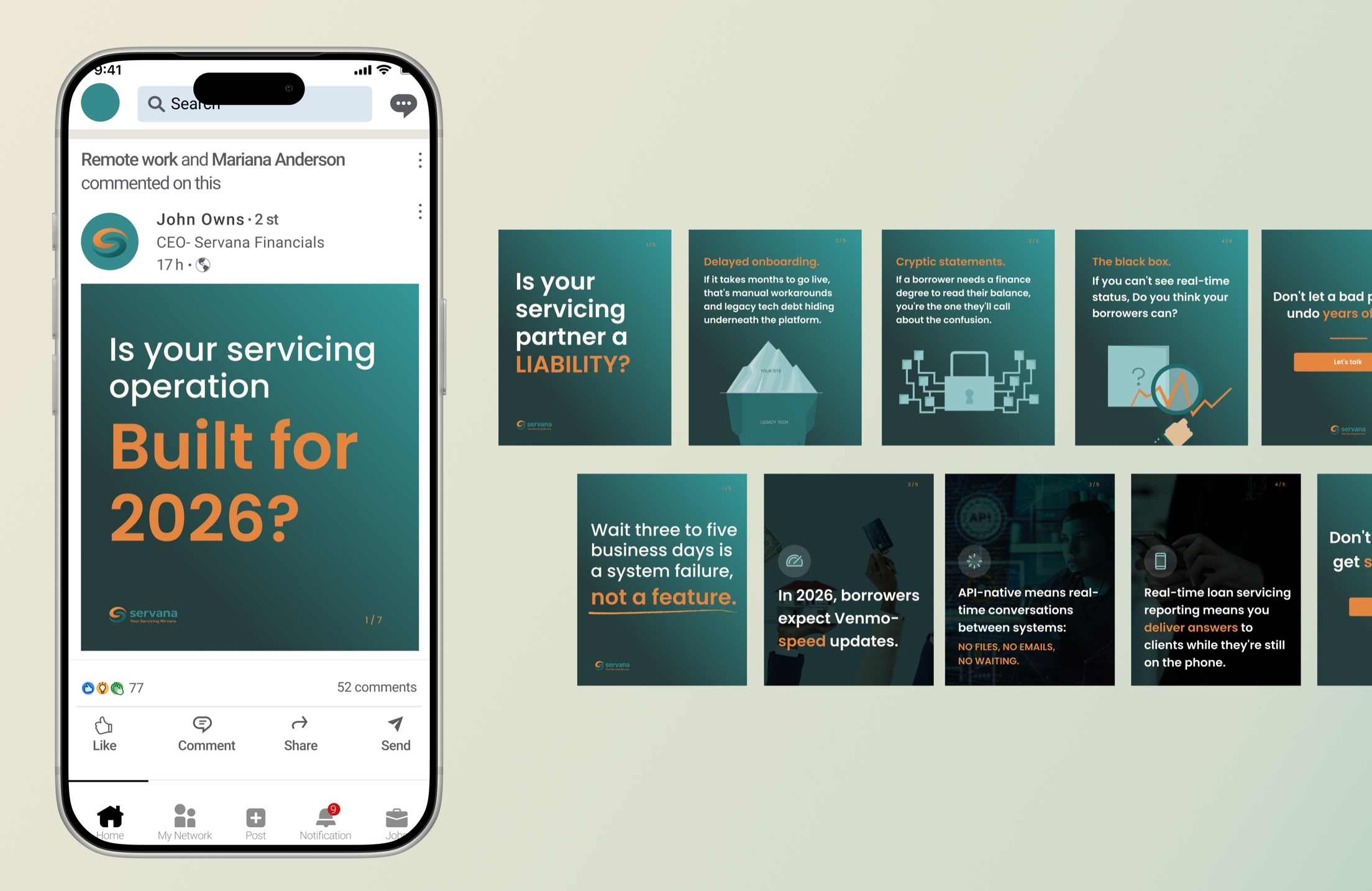 Servana LinkedIn carousel — slide 1